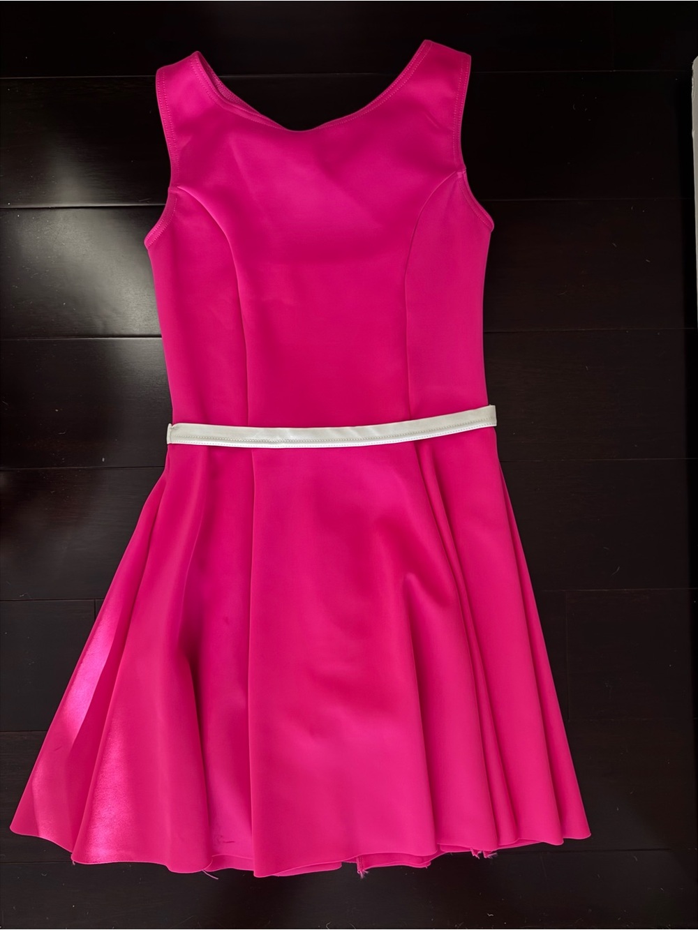 Women’s Fuchsia Fit-and-Flare Dance Costume Dress with White Belt